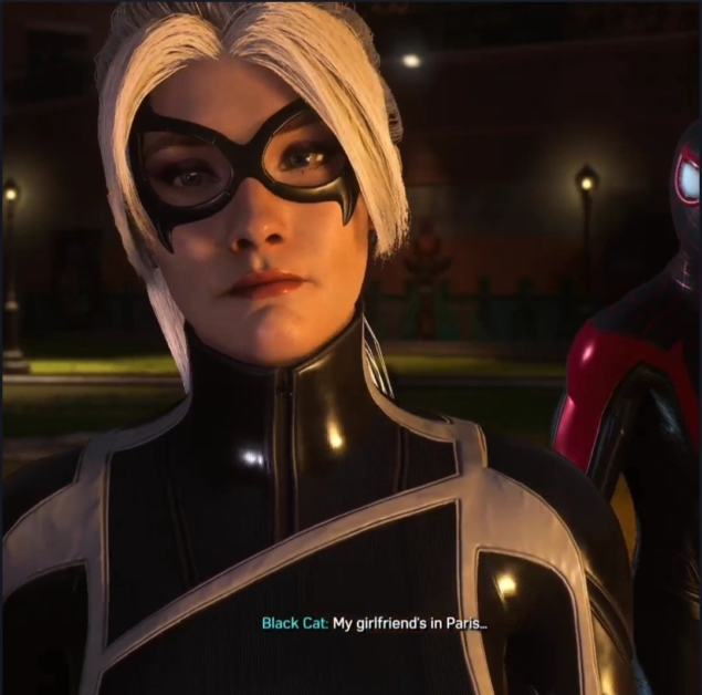 Gata Negra e Miles Morales em "Marvel's Spider-Man 2"