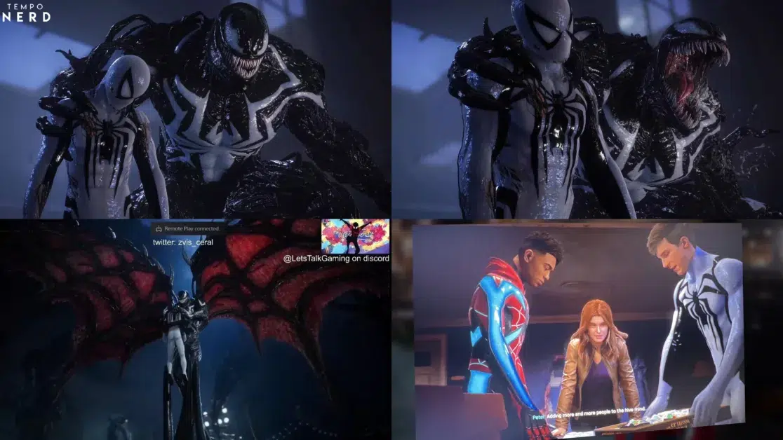 Anti-Venom e Miles contra o Venom em "Marvel's Spider-Man 2"