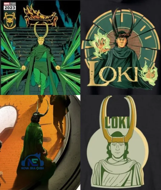Vislumbre do traje do Loki em artes promocionais.